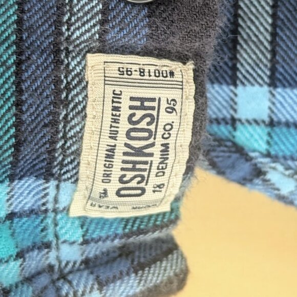 2T Boys Hooded Flannel Shirt/Jacket Long Sleeve Button Up 100% Cotton Blue Plaid - Picture 5 of 6